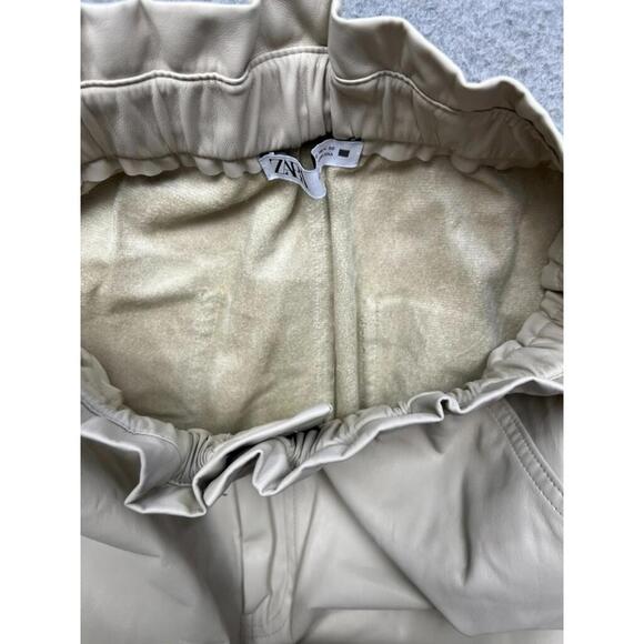 90s Zara High Waist Paper Bag Wide Leg Faux Leather Pants Womens Size 8 Oversize - Picture 11 of 12